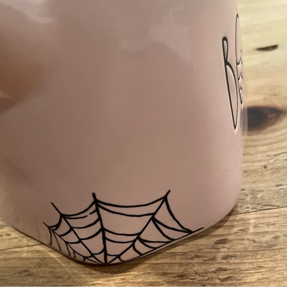 NWT Rae Dunn Ghost Boo Spider Web Pink Black Coffee Tea Mug Halloween - Picture 3 of 6
